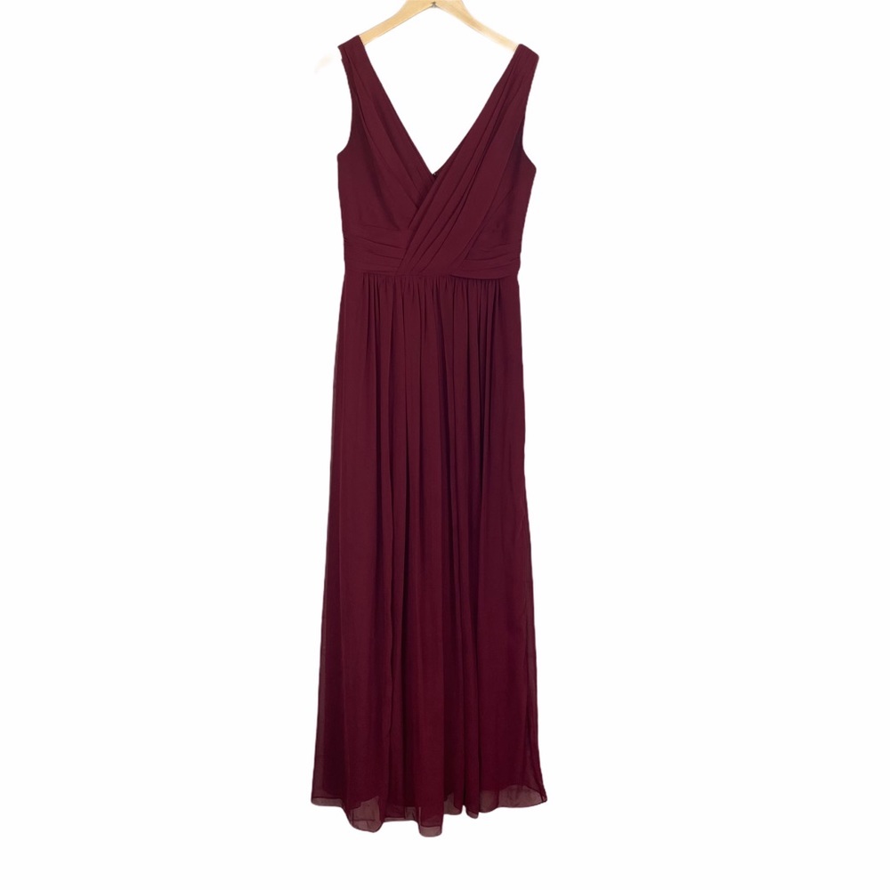 Dessy Collection burgundy #2894 chiffon formal dress - Picture 1 of 9